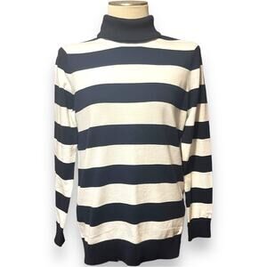 Tommy Hilfiger Turtleneck Sweater Navy White Stripe Large